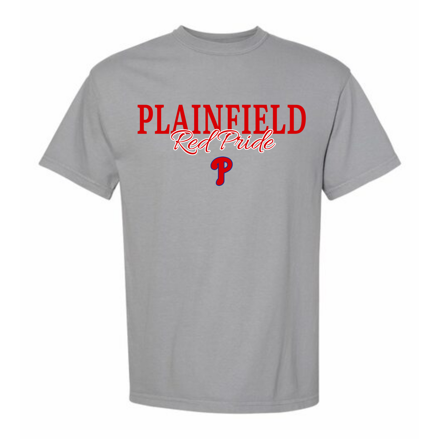 Plainfield Red Pride Baseball Adult Tee