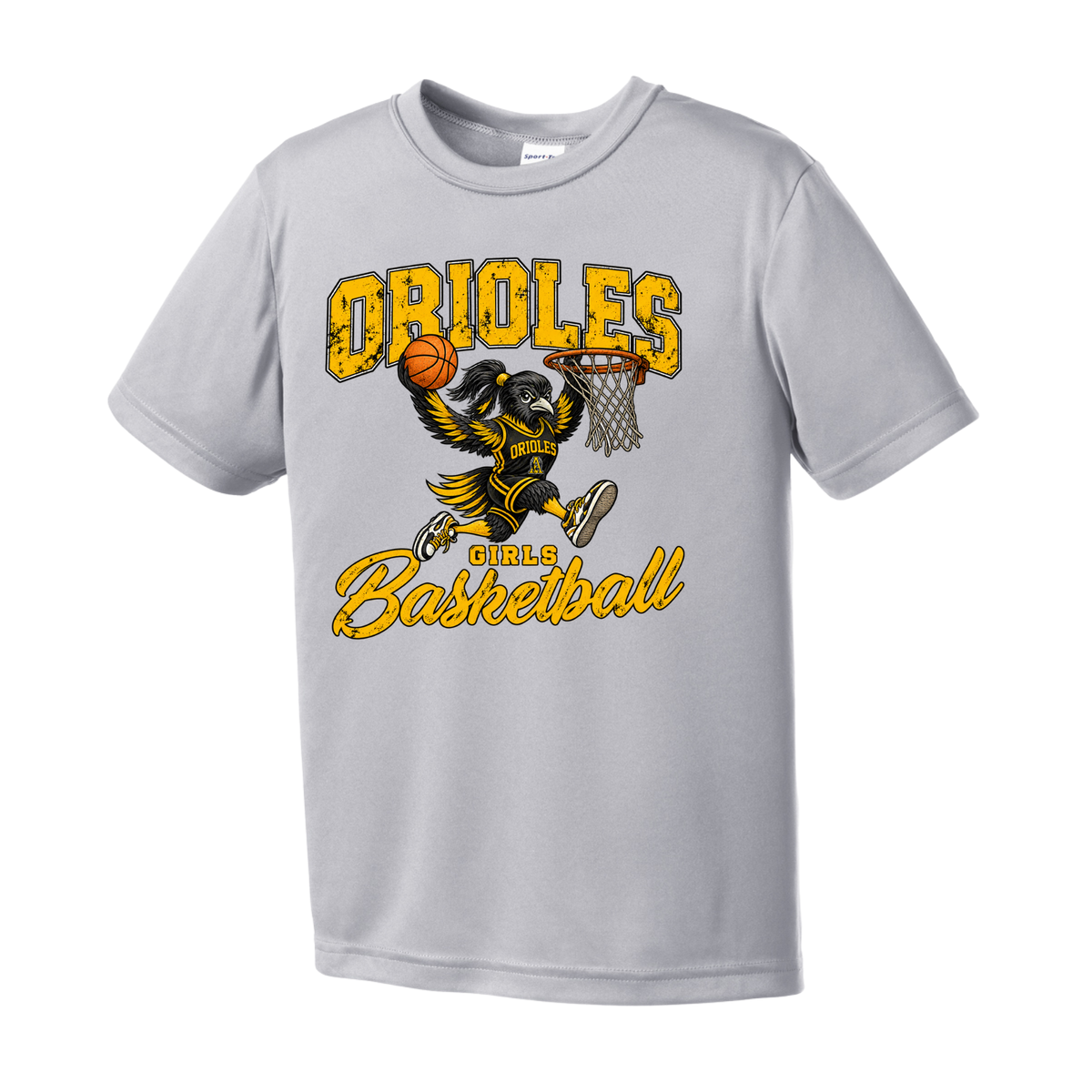 Oriole Girls Basketball Grunge Bird Youth Tee