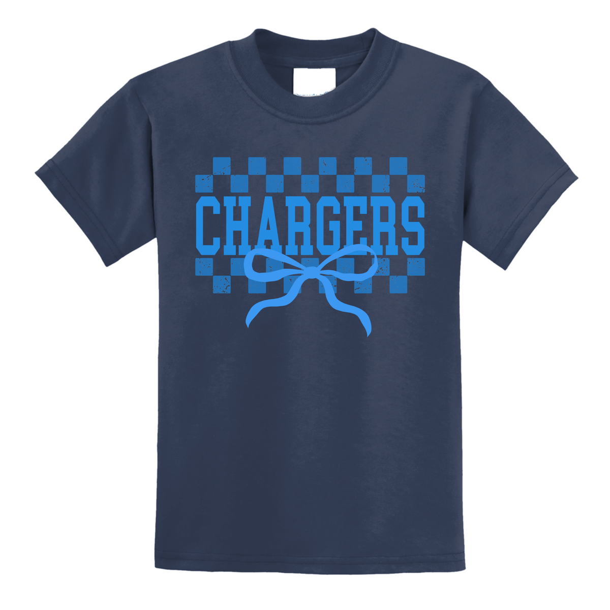 Chargers Checkers & Bows Youth Tee