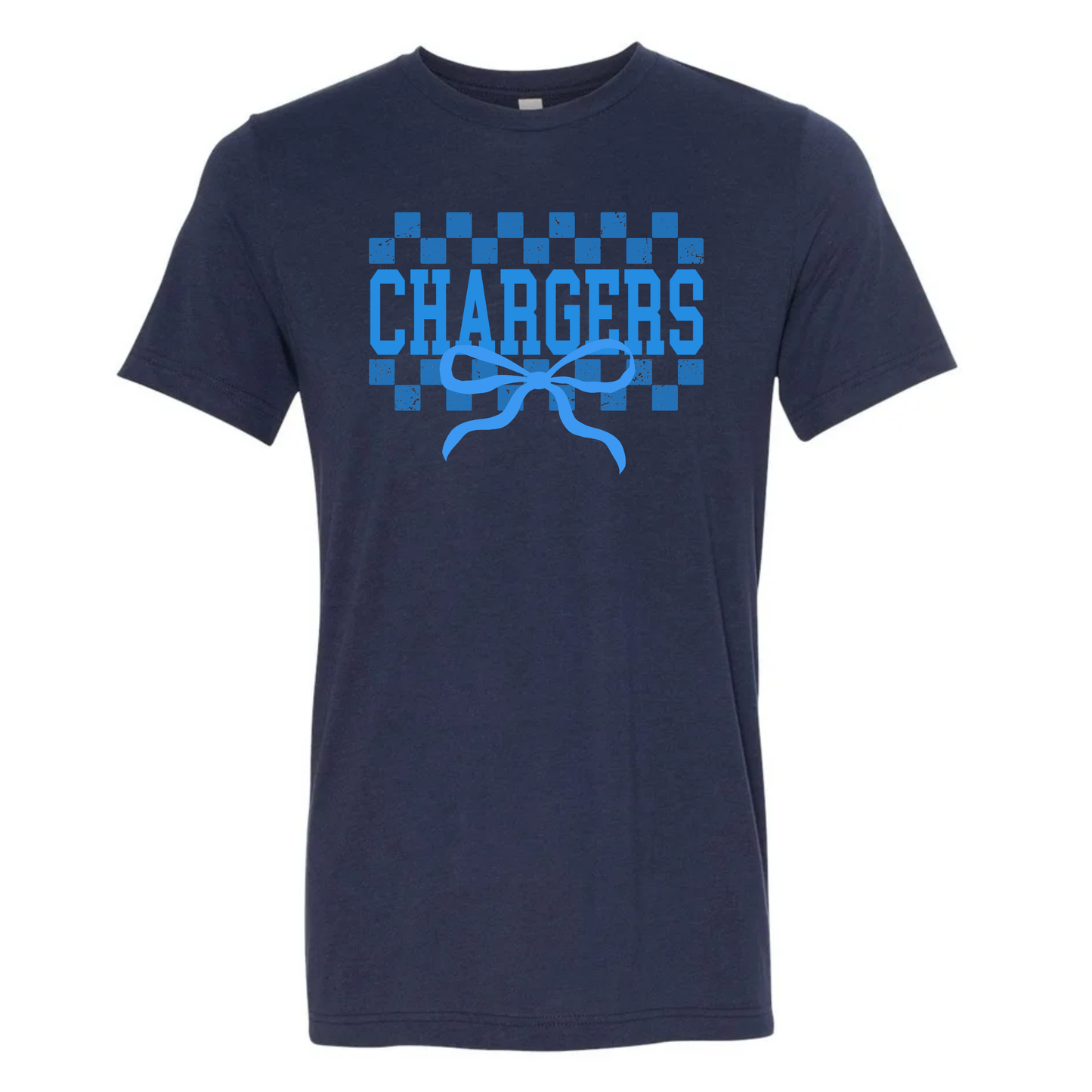 Chargers Checkers & Bows Adult Tee