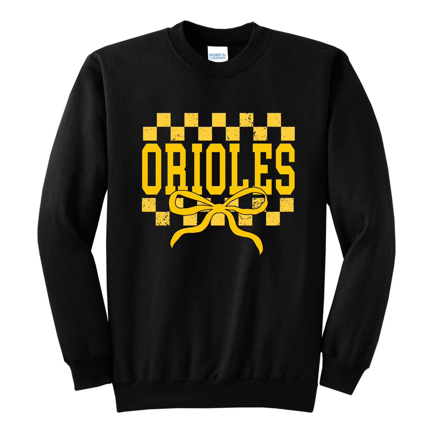 Checkers & Bows Orioles Crew (Adult)