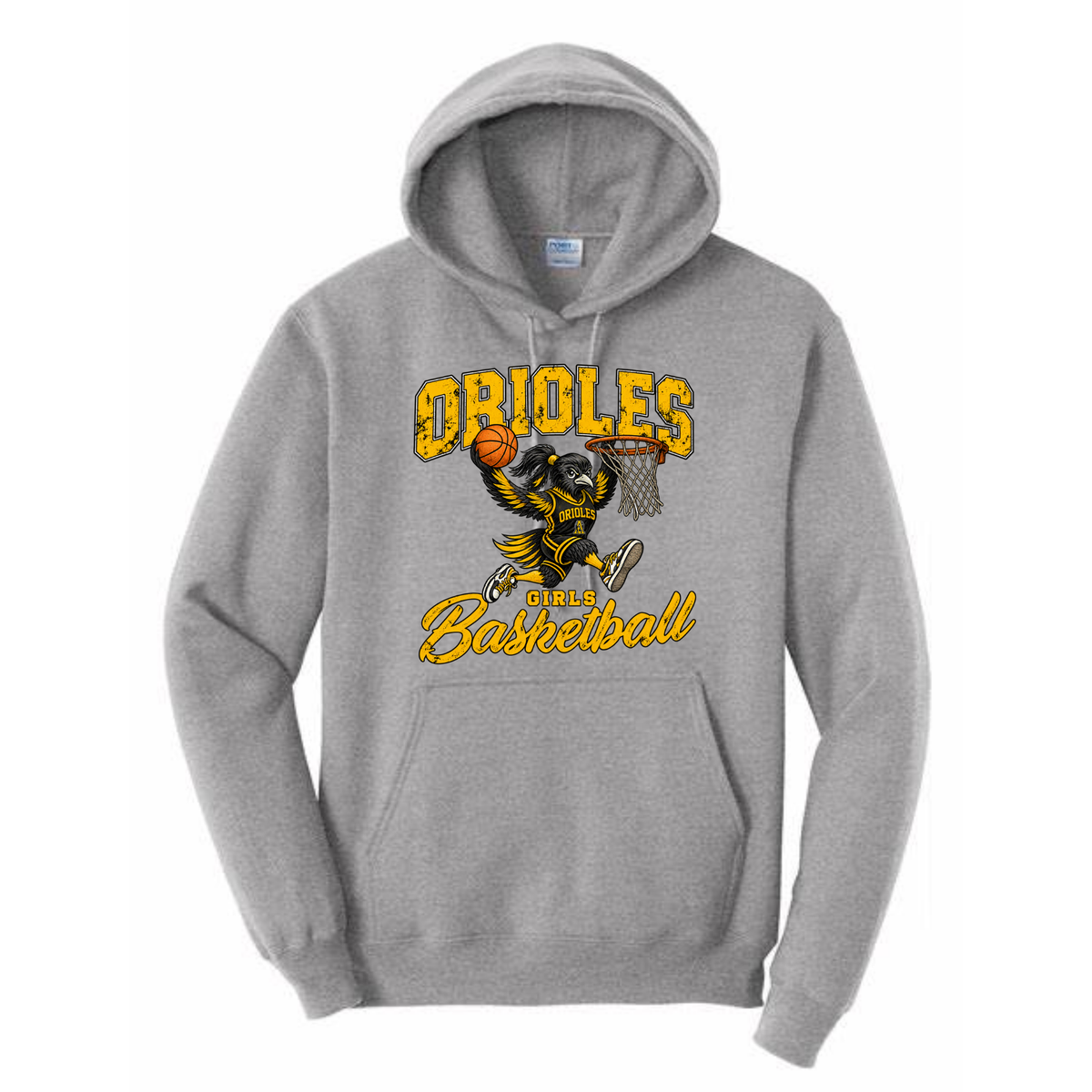 Oriole Girls Basketball Grunge Bird Hoodie