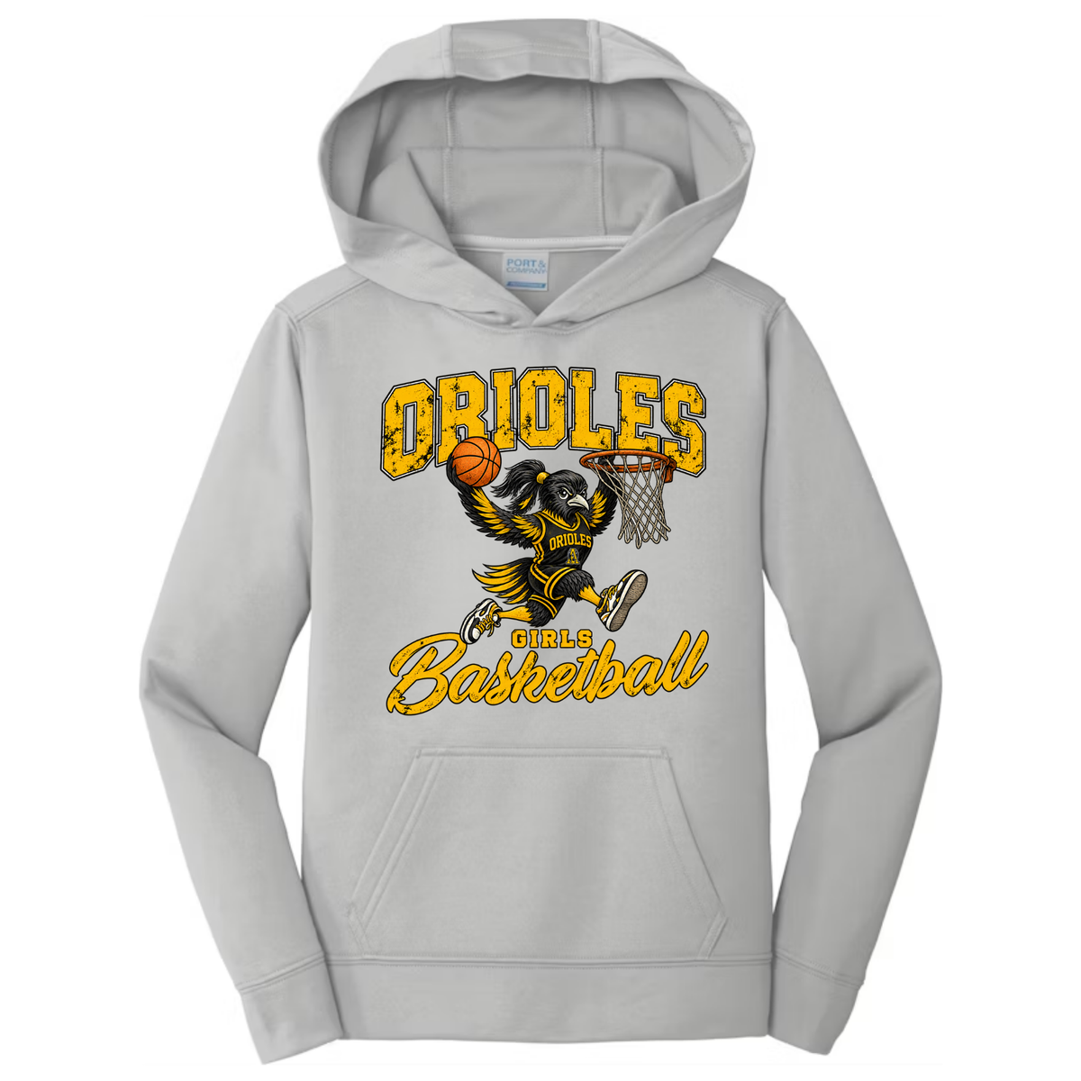 Oriole Girls Basketball Grunge Bird Hoodie