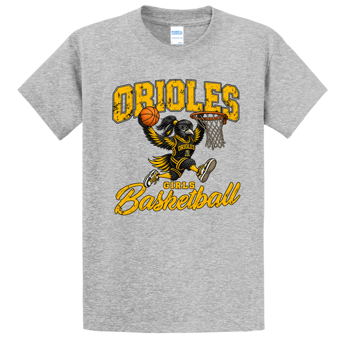 Oriole Girls Basketball Grunge Bird Youth Tee