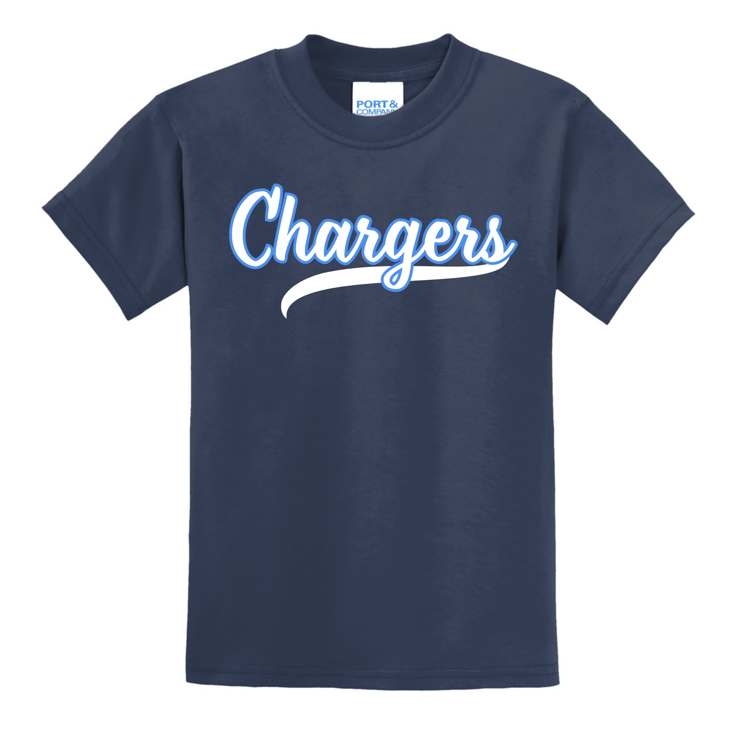 Chargers Script Adult Tee