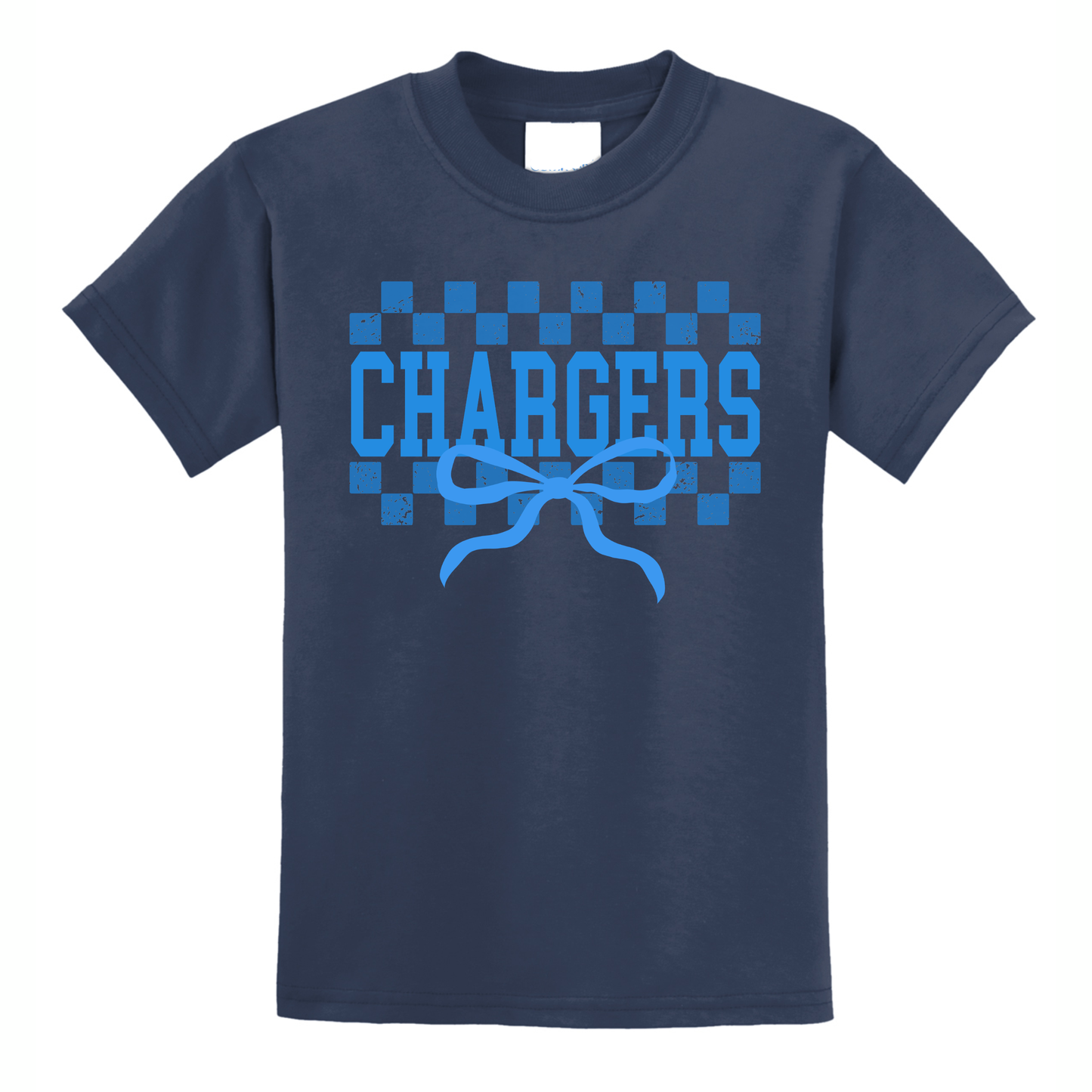 Chargers Checkers & Bows Youth Tee