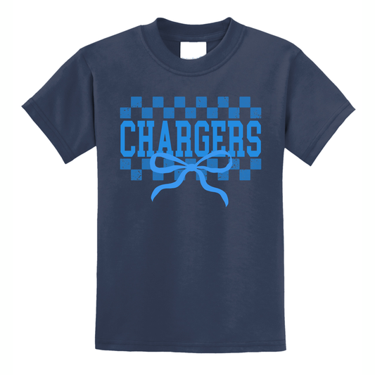 Chargers Checkers & Bows Youth Tee