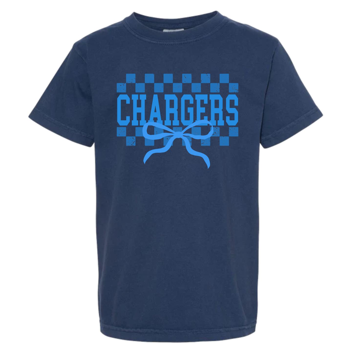 Chargers Checkers & Bows Adult Tee