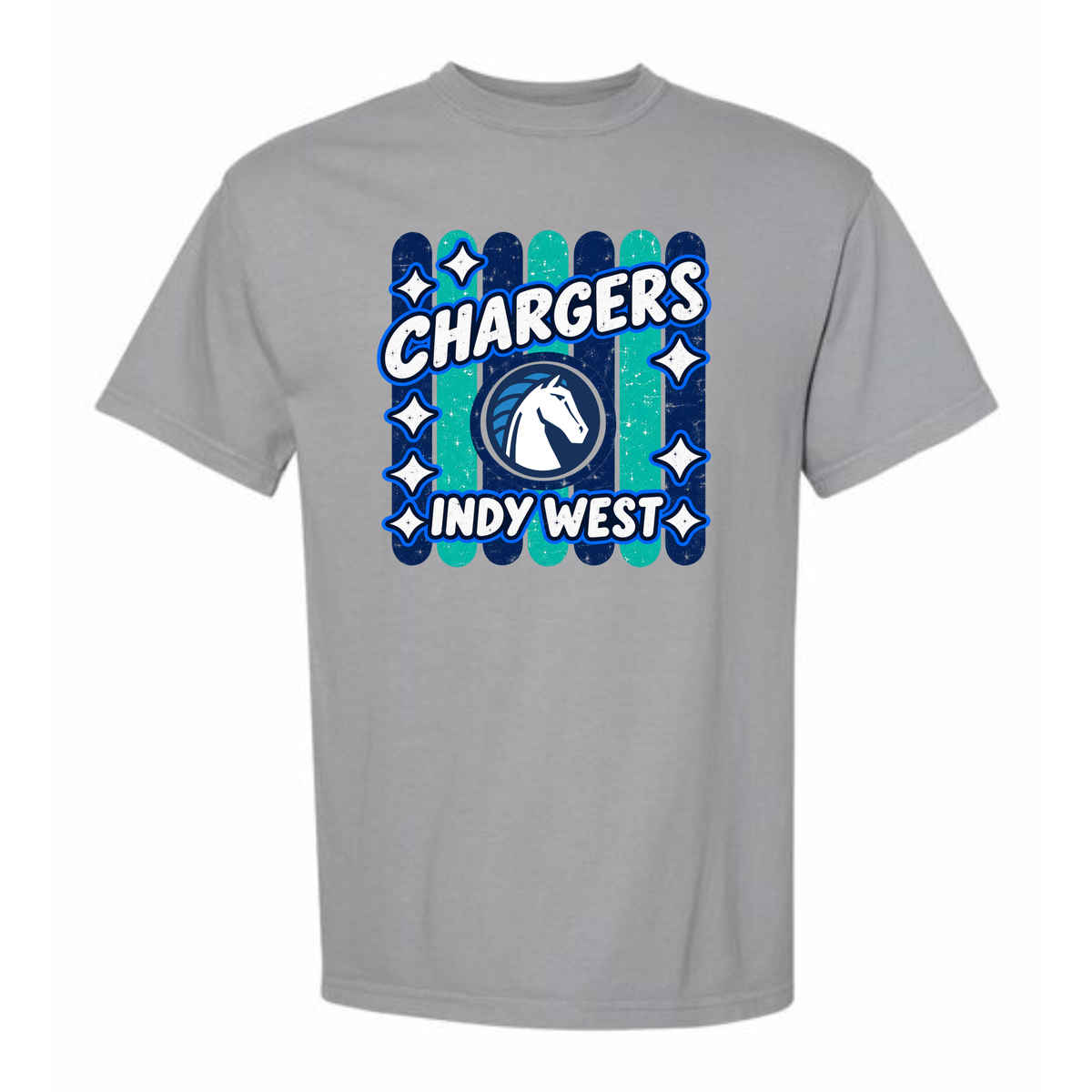 Chargers Striped Adult Tee (Gray)