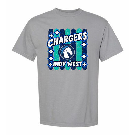 Chargers Striped Adult Tee (Gray)