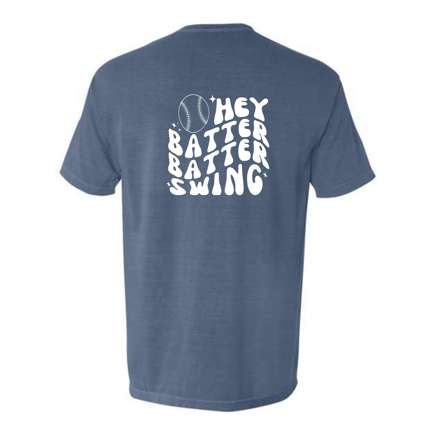 Hey Batter Pocket Tee (white ink)