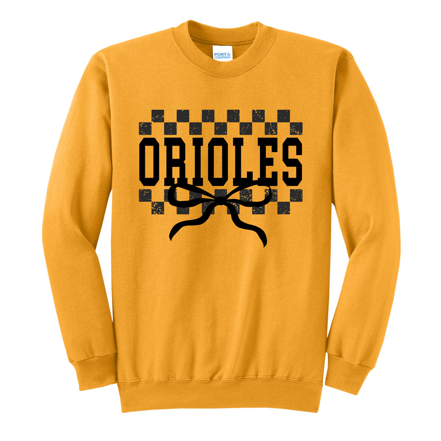 Checkers & Bows Orioles Crew (Adult)